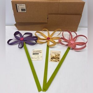 2012 Longaberger Button Flowers Set of 3. Purple, Yellow and Pink